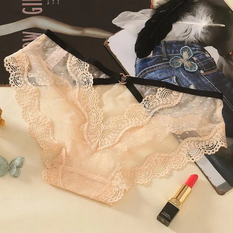 Трусы женские кружевные в горошек бесшовные с цветочным принтом | Женская одежда