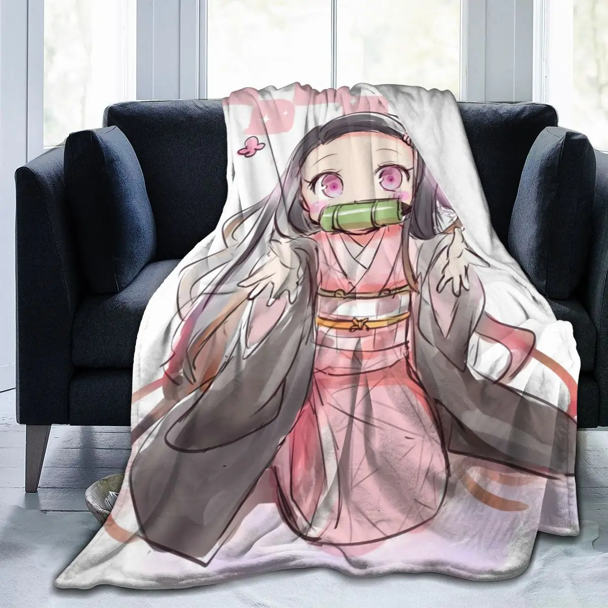 

Anime Fangku 3D Printing Super Soft Blanket Retro Lattice Sublimation Cartoon Bedding Flannel Children Adult Bedroom Decoration
