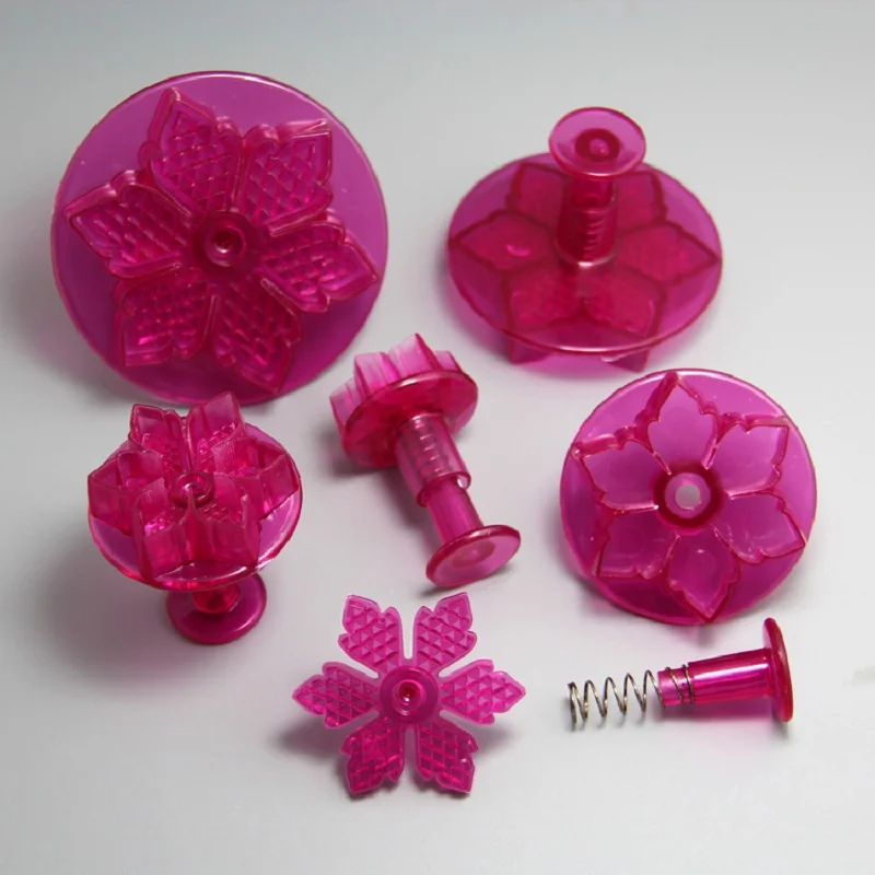 

(8set/Lot)Free Shipping FDA High Quality Plastic 5pcs Daffodil Shaped Cake Plunger Cutters Fondant Molds Set