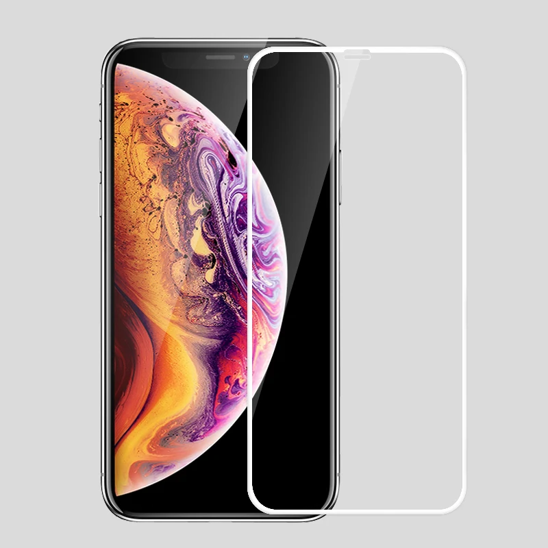 White Полное покрытие закаленное стекло на iPhone XR 11 Pro MAX Защита экрана для iPhone X XR 3D изогнутые края Защитное стекло для экрана пленка - Цвет: White