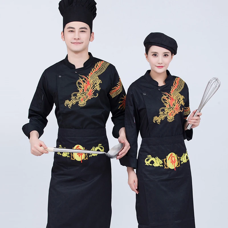 Костюм шеф повара с вышивкой дракона однобортная униформа для ресторана кухни