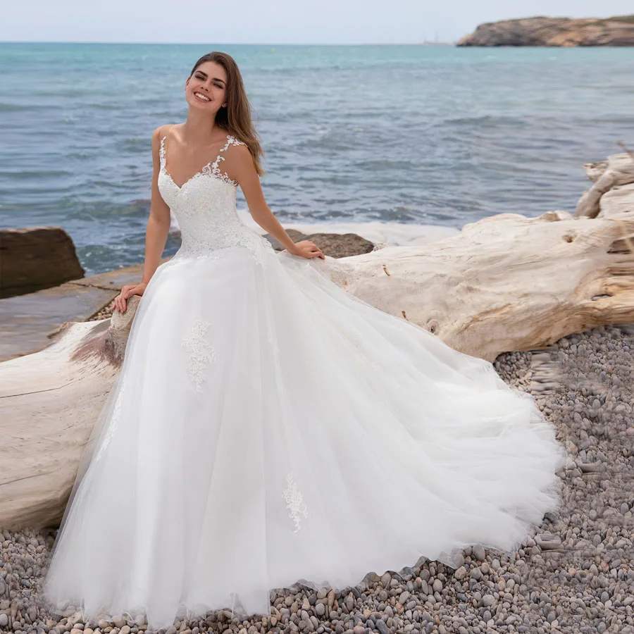 Пляжное свадебное платье тюлевые платья белый женский дизайн брак 2020|Свадебные