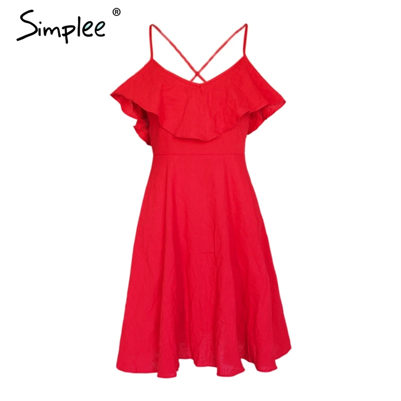 Летнее женское хлопковое платье Simplee с открытой спиной элегантное короткое