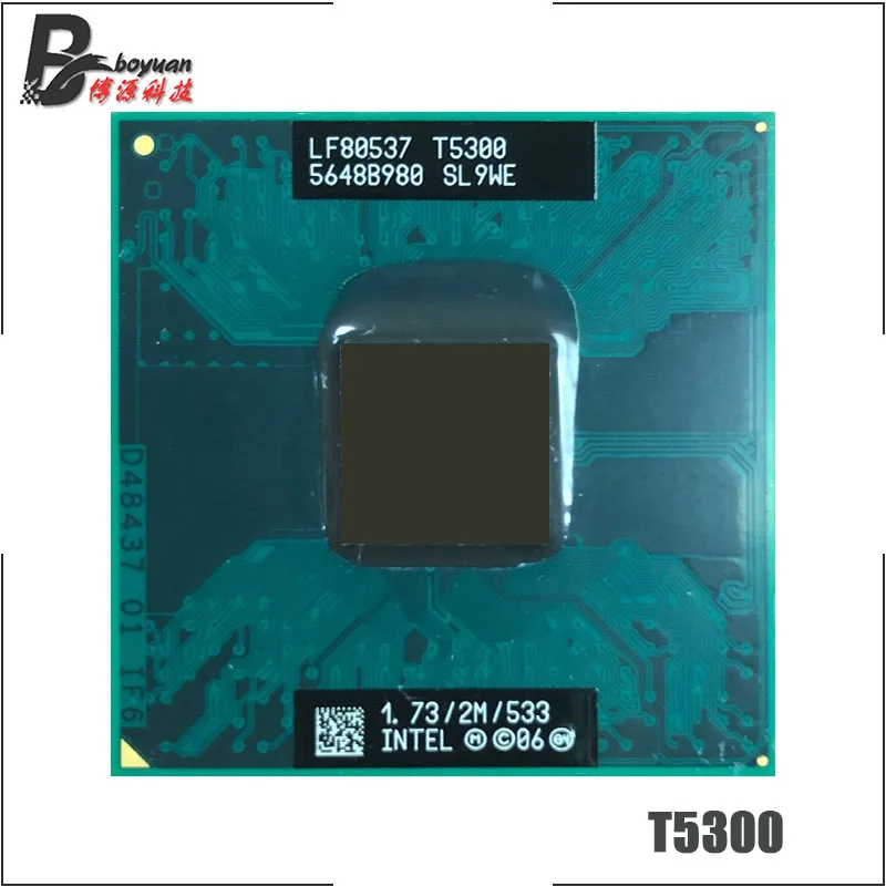 Процессор Intel Core 2 Duo T5300 SL9WE 1 7 ГГц двухъядерный процессор с двумя потоками м 34 Вт
