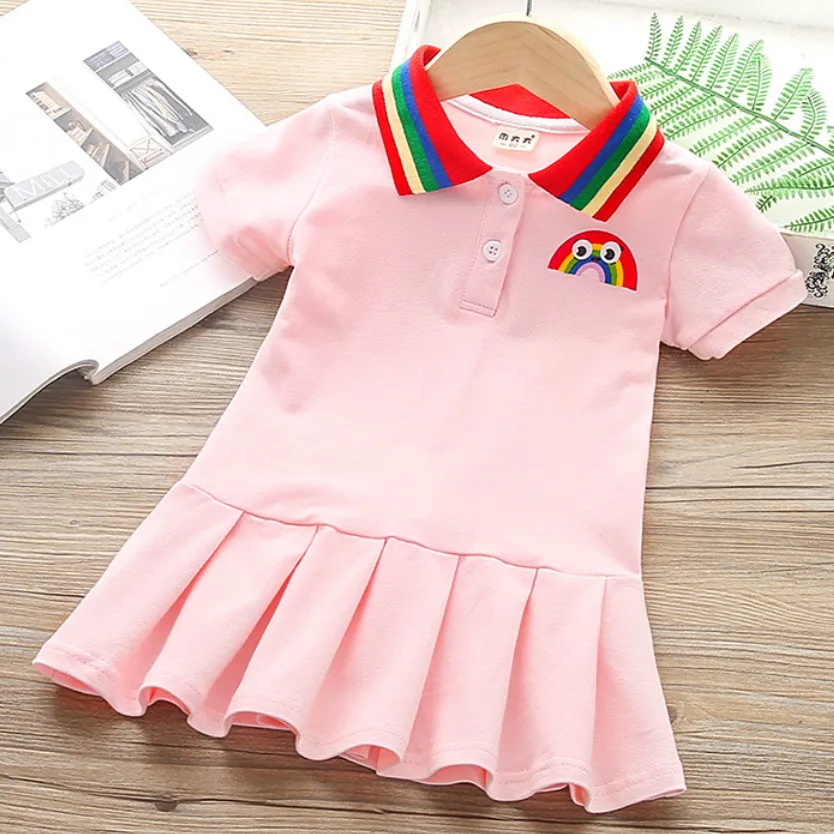 Теннисное платье для девочек с отложным воротником в складку | Детская одежда и