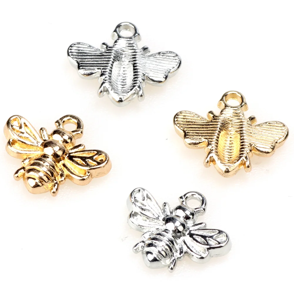 

Lovely Bee 13mm 12pcs/lot Charms Pendant Rhodium/KC Gold for Handmade/Bracelet/Necklace Key Bag DIY Jewelry Making Olingart
