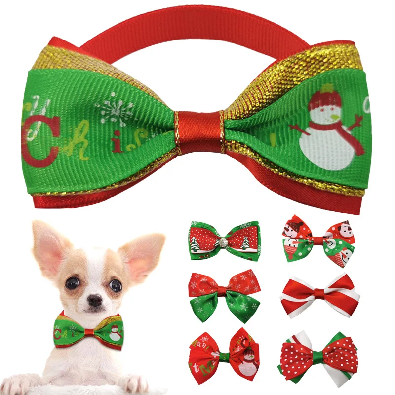 

Christmas Dog Bow Tie Santa Puppy Pet Cat Bows Adjustable Bowtie for Dogs Pet Christmas Accessories Grooming Products Wholesale