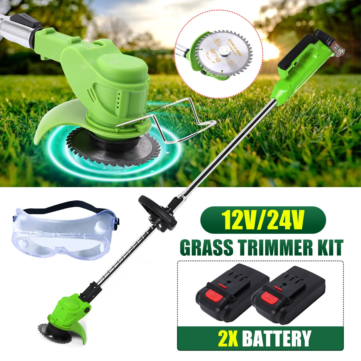 12V/24V электрическая газонокосилка Аккумуляторный Триммер Регулируемый обрезные