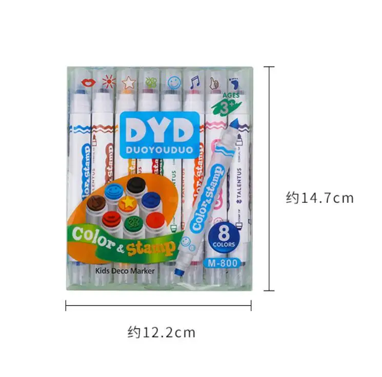 

8 pcs/lot Children's Watercolor Pen Set Student Washable Double head Seal Painting Pen Art Marker Graffiti 8 Colors Highlighter