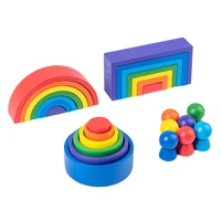 wooden rainbow arch stacking toy montessori early educational building blocks jenga game for toddlers children gifts