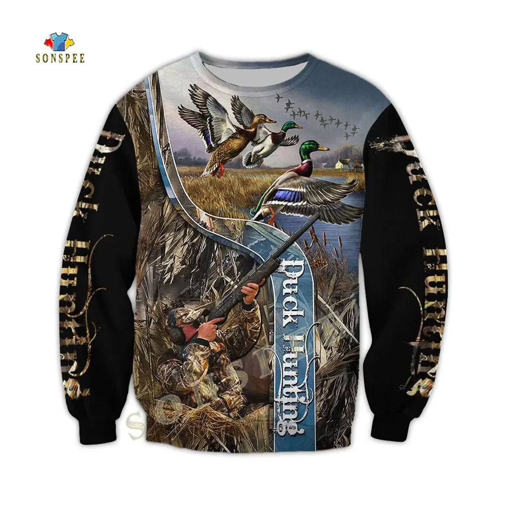 

Fashion Hunter Hunting Wild Duck Animal 3D Printed Men Hoodie Casual Harajuku Unisex Zip Hoody Streetwear Sweatshirt Long sleeve