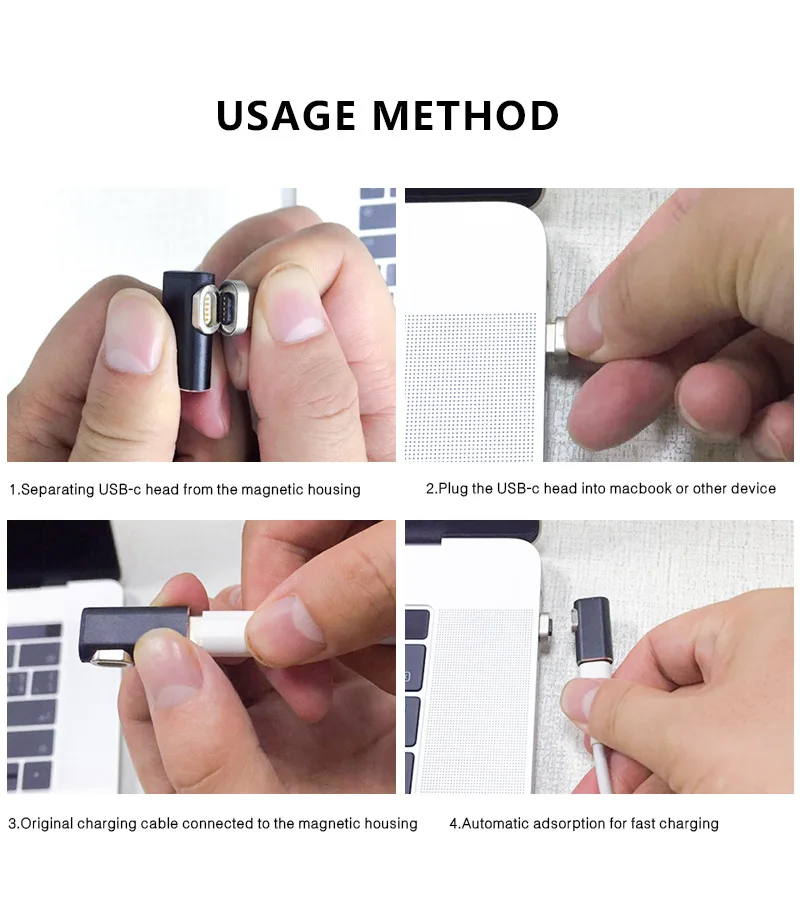 Магнитный usb-адаптер типа L для MacBook Pro, 15 дюймов, 87 Вт, 4.3A, локоть, USB type C, разъем для зарядки для huawei, samsung, Xiaomi