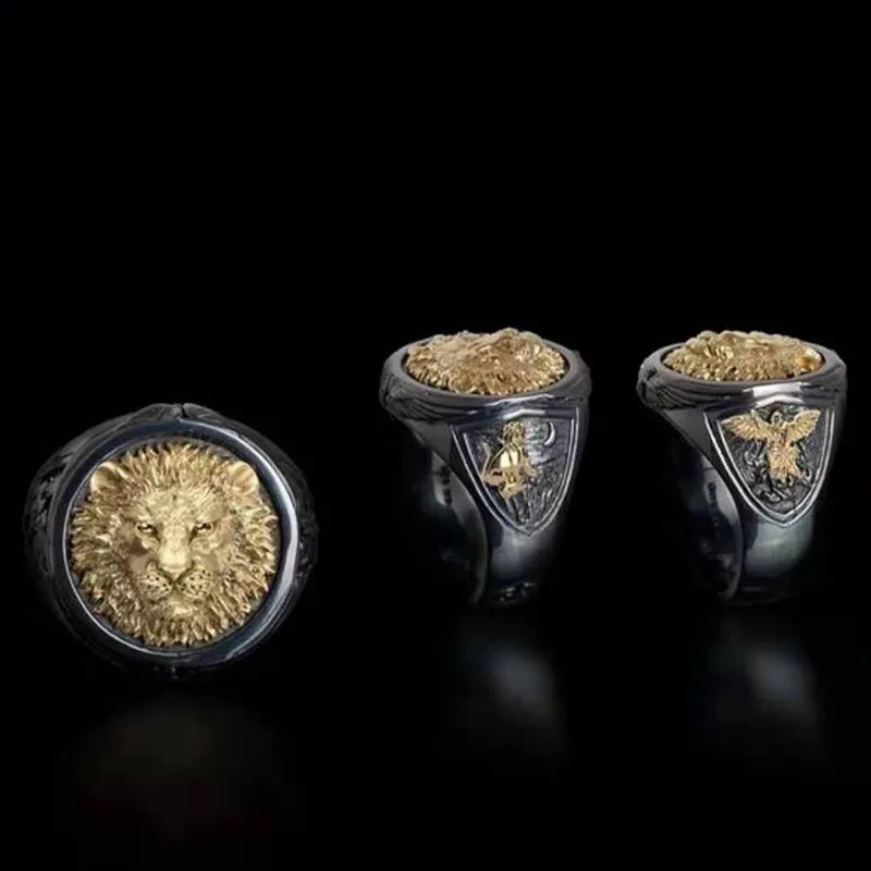 Модное Новое Винтажное кольцо с короной и львом, мужское кольцо с крестом и головой льва, властное мужское кольцо