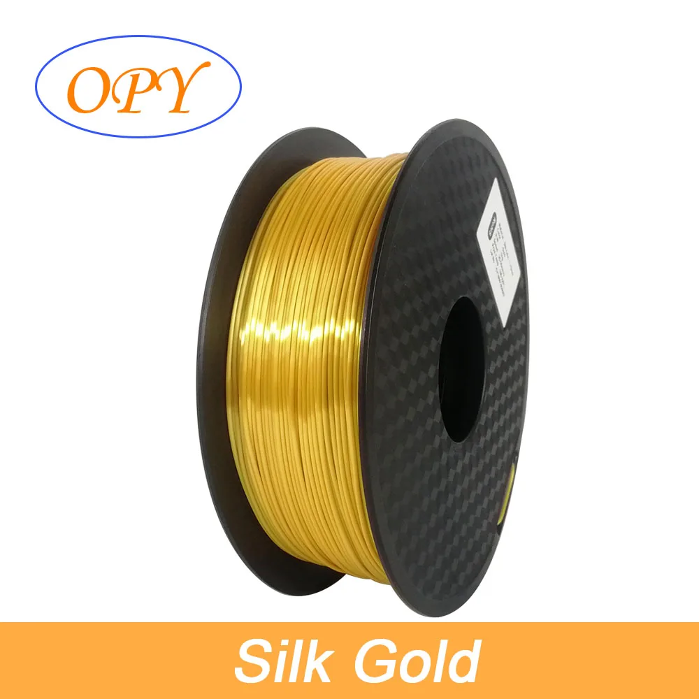 Silk Gold Шелк Pla Филамент Топ Бронза Медь золото сатин серебро красный синий желтый розовый цвет пластиковый материал 1,75 мм 3D печать 1,75 нить - Цвет: Silk Gold