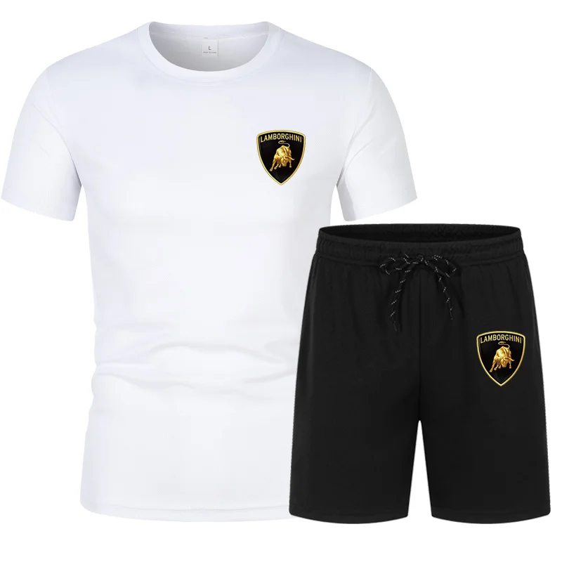 

Casual Men's Sets Summer Tracksuit Men Print Short Sleeve T-shirt 2 Piece+Shorts Quick Drying Short Set Fashion Sportswear male