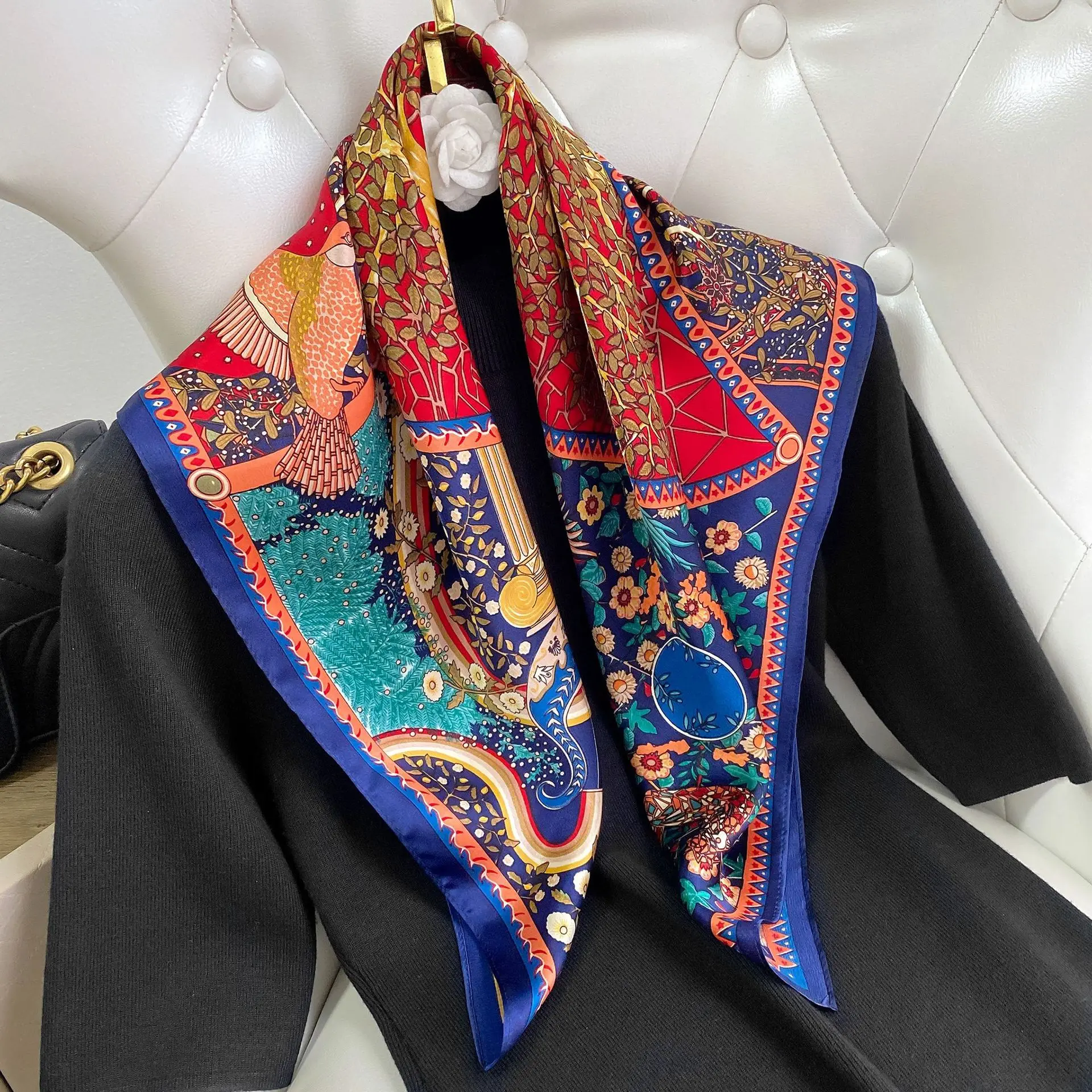 

New 2022 luxury brand women scarf summer 100% silk scarves shawls lady wraps soft pashimina female Echarpe beach stole bandana