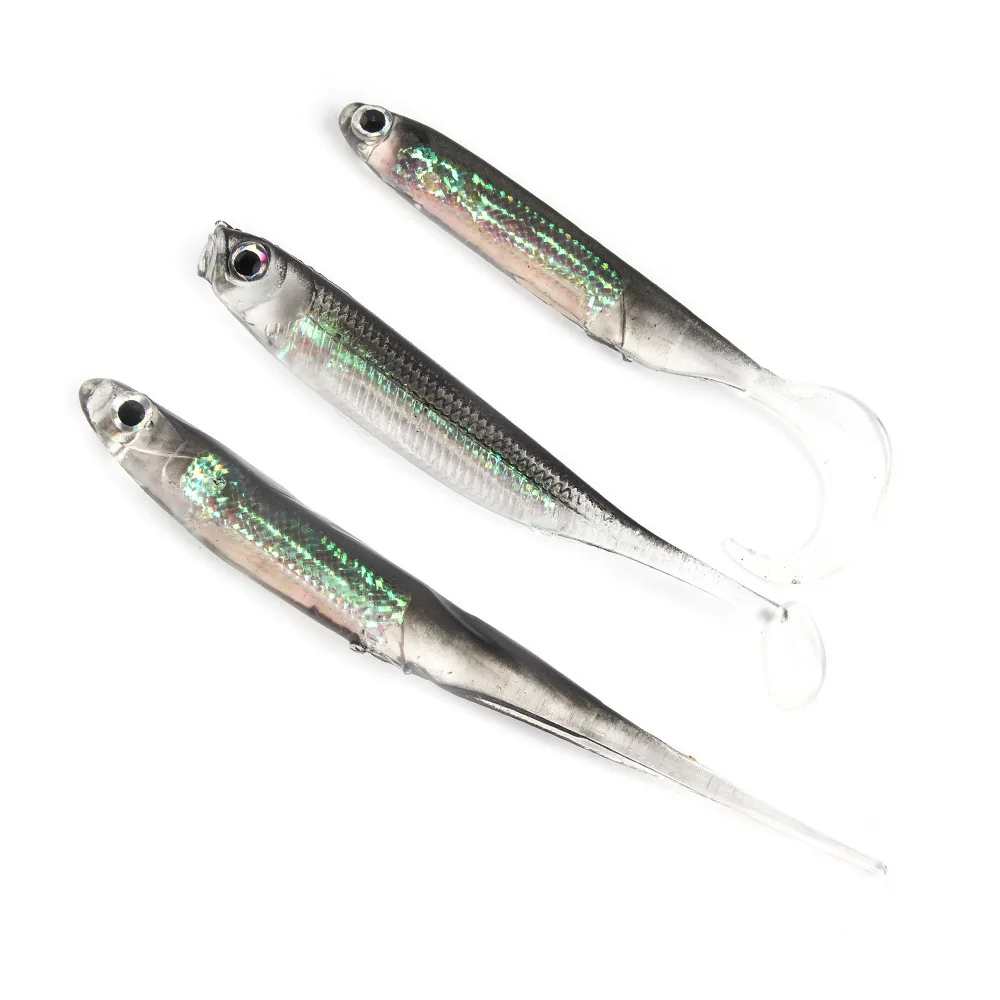 

5Pcs/lot Fishing Soft Bait 7CM 7.5CM 1.7G 2.3G 2.7G T Tail fish Fishing Lures Rainbow Color Sequin Swing Fishing Spinner Bait