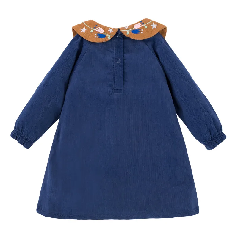 Jumping meters New Cotton Corduroy Princess Girls Dresses for Autumn Winter Kids Pockets Animal Applique Collar Fashion Dress | Детская