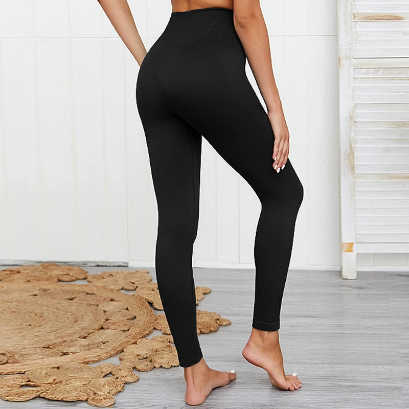 Бесшовные леггинсы с высокой талией эффектом пуш-ап спортивные женские штаны для