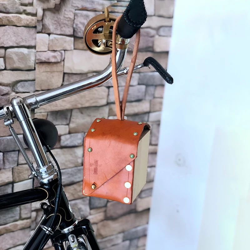 

Vintage Bike hang Bag With Lid Bicycle Leather Mountain Road Death Coaster Bike Brown Black Strong Durable Buckle Cycling