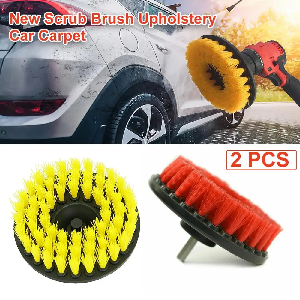 

2PCS New Car Scrub Brush Upholstery Car Carpet Mat 5" Round with Power Drill Attachment