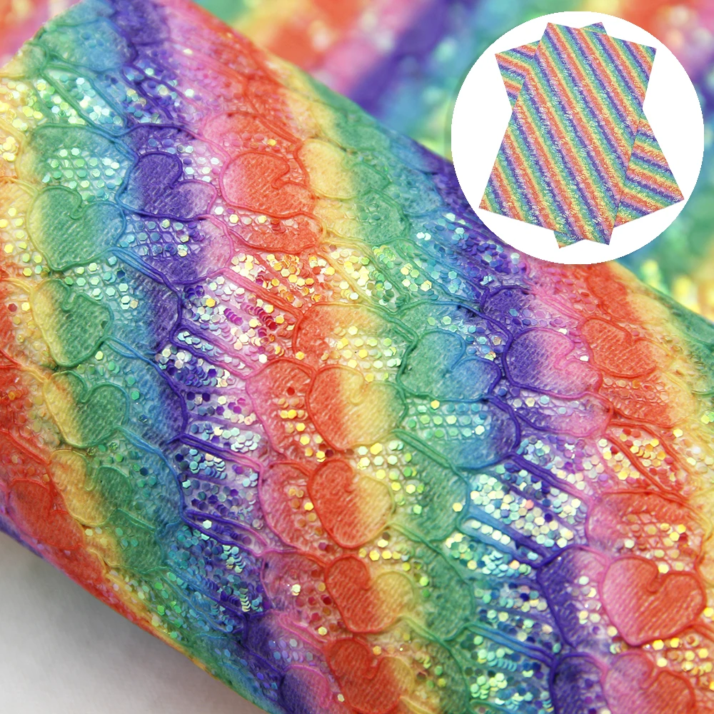 Градиентные цвета кружева Синтетическая кожа Радуга искусственная листы в
