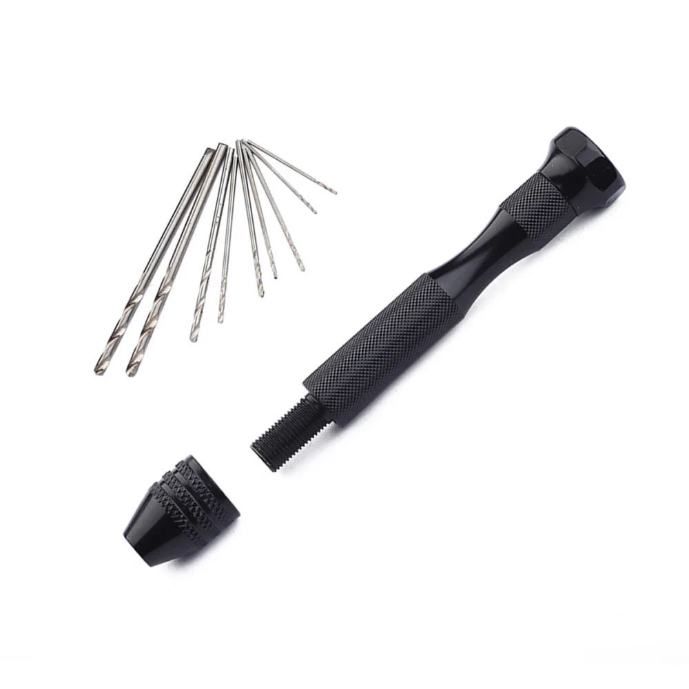 

Black Precision Pin Vise Hand Drill with Twist Drill Bits Set of 11 Pieces Rotary Tools for Models and Hobby