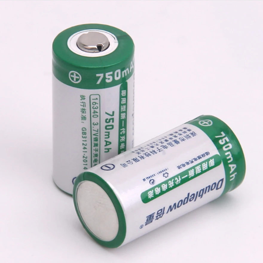 2pcs/lot 3.7V 750mAh 16340 rechargeable battery CR123A lithium suitable for camera instrument | Электроника