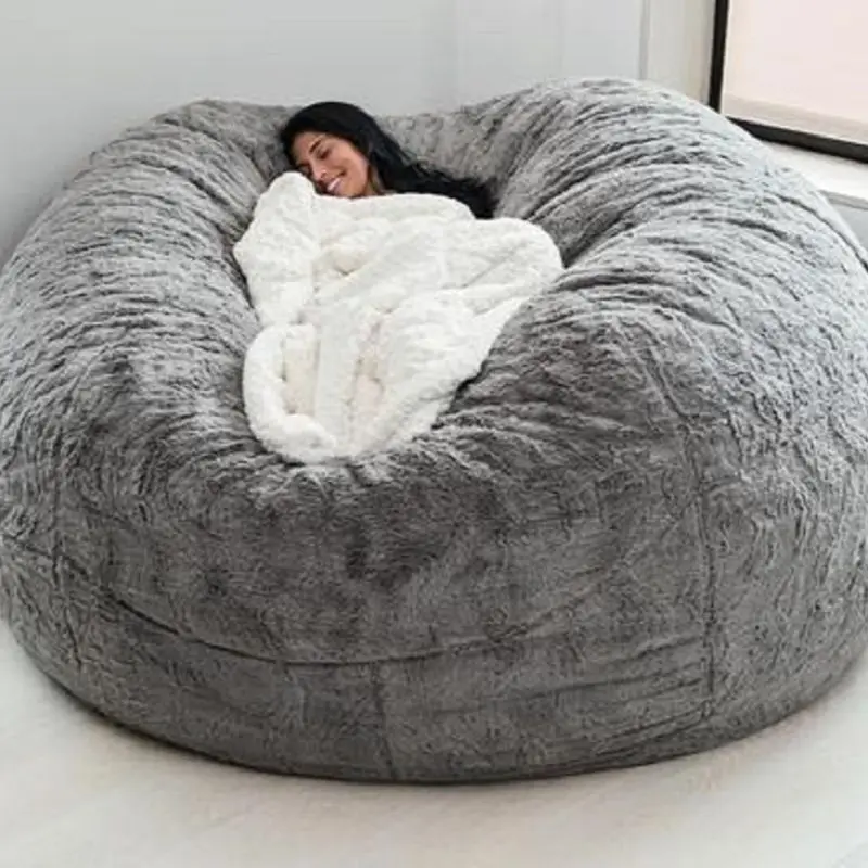 Soft Warm 7FT 183*90cm Fur Giant Removable Washable Bean Bag Bed Cover Comfortable Living Room Furniture Lazy Sofa Coat