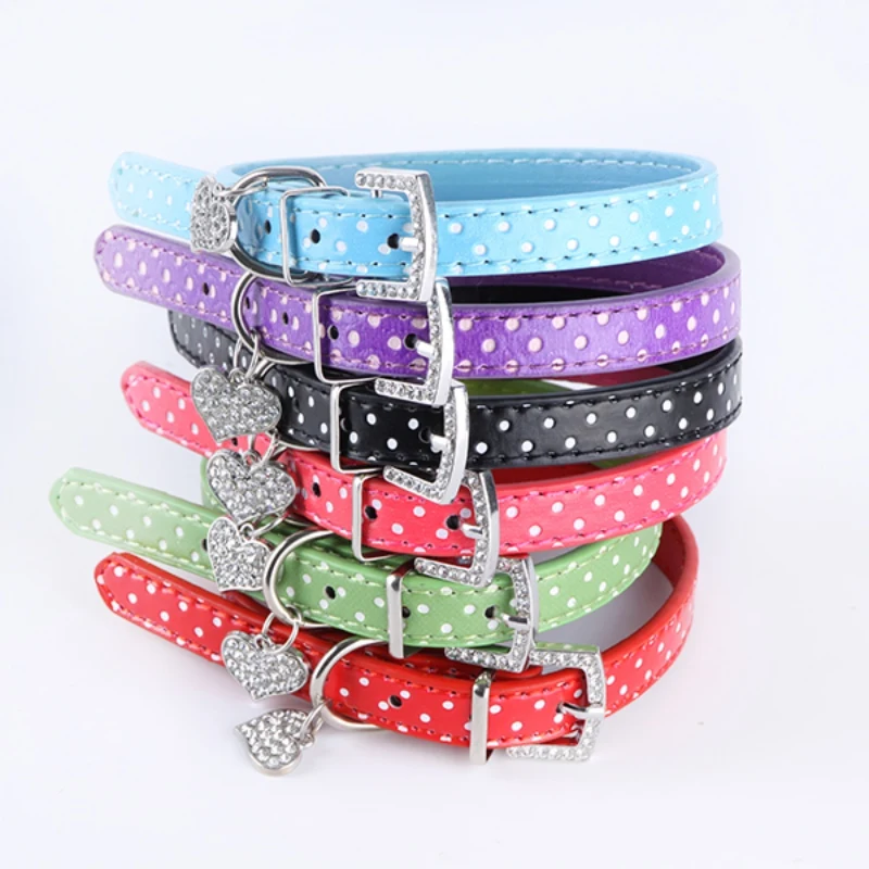 Ошейник для собак подвеска в форме сердца с кристаллами маленький ошейник кошек