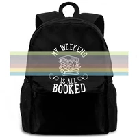 my weekend is all booked ladies humor novel library cool letter women men backpack laptop travel school adult