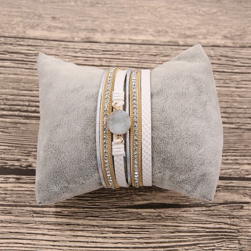 STRATHSPEY Многослойный кожаный браслет для женщин винтажные стразы браслеты ручной