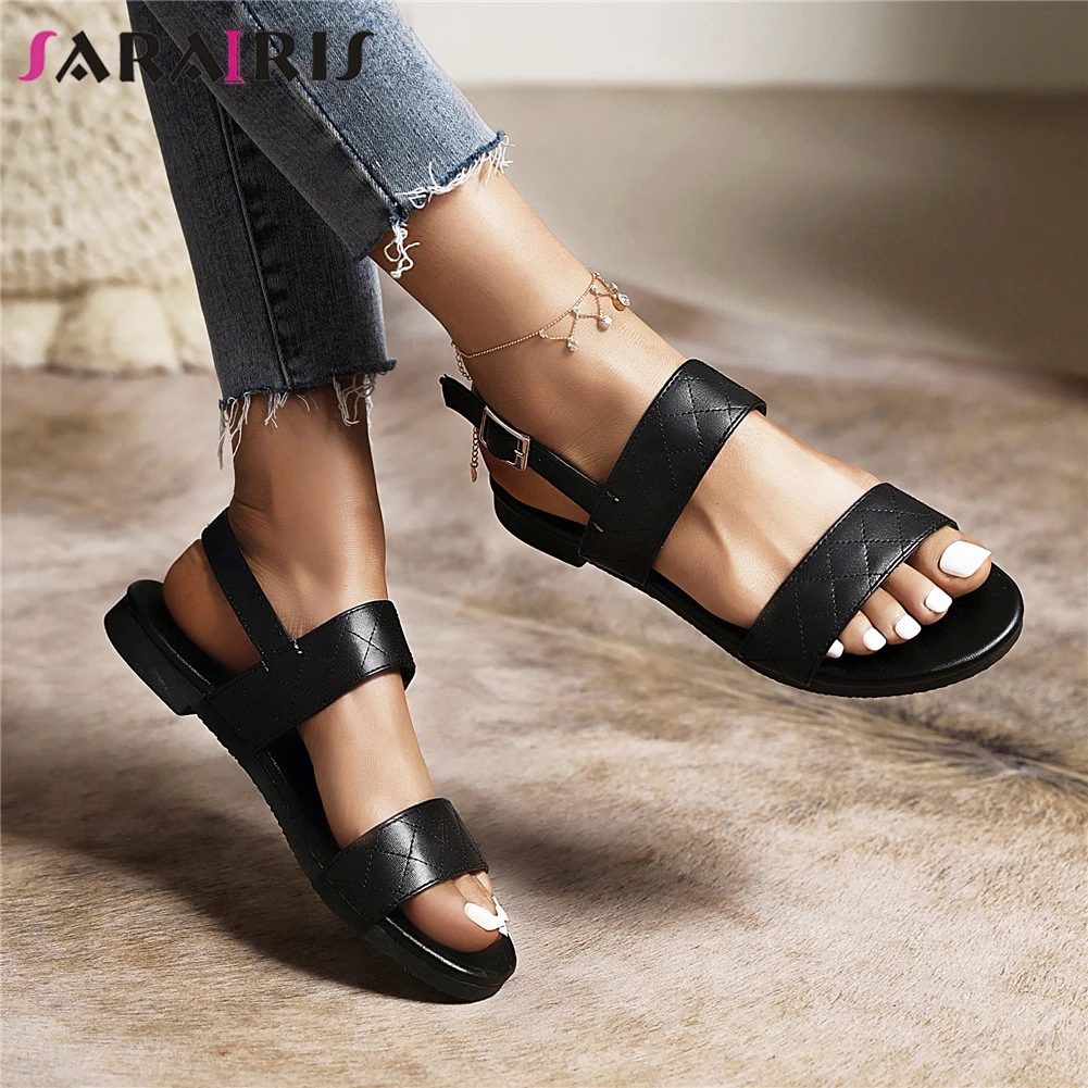 

SARAIRIS New Fashion Sandals For Women 2021 Round Toe Chunky Heels Buckle Casual Sandals Women Beach Casual Confort Shoes Woman