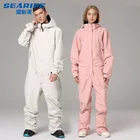 Цельный лыжный костюм для мужчин и женщин, водонепроницаемый Женский Повседневный плотный зимний теплый комплект для сноуборда