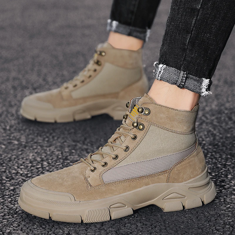 Мужские замшевые ботинки на платформе повседневные удобные высокие сноубутсы