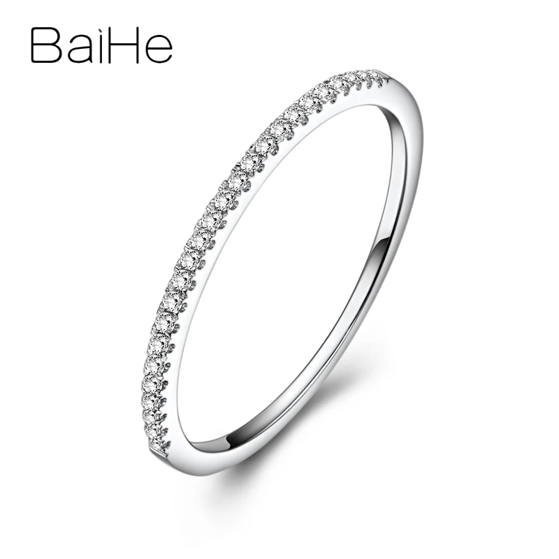 BAIHE однотонное 10k белое золото 0.1CT круглые натуральные бриллианты ювелирные