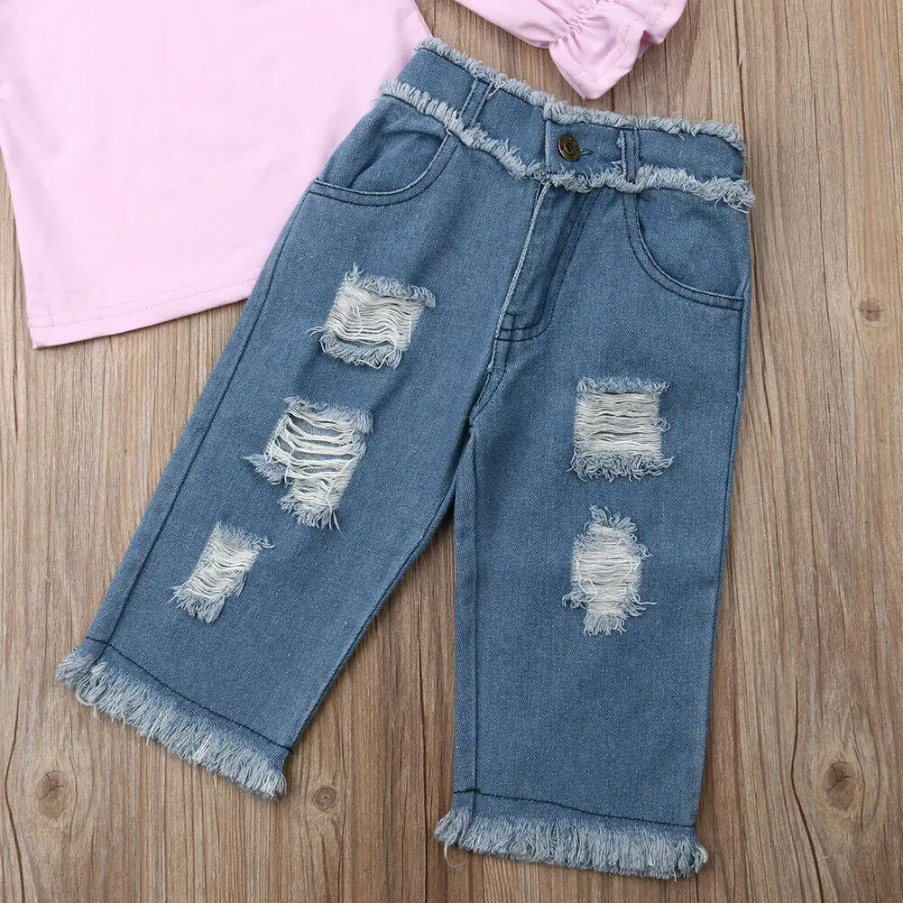 Осенне-зимняя одежда для маленьких девочек хлопковые топы футболка джинсовые