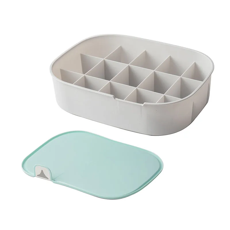 oval Blue 15 lid Бытовая пластиковая коробка для хранения нижнего белья с отметкой отсек шкаф Органайзер с крышкой для нижнего белья носки - Цвет: oval Blue 15 lid