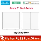 Умный настенный выключатель Xiaomi Aqara D1 Zigbee, Беспроводной Выключатель с тремя клавишами, подключение FireWire, приложение Mi Home