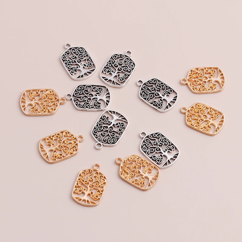 

Полые антикварные серебряные ожерелья и браслеты, два цвета, зеркальные, 20 шт., 22x14 мм