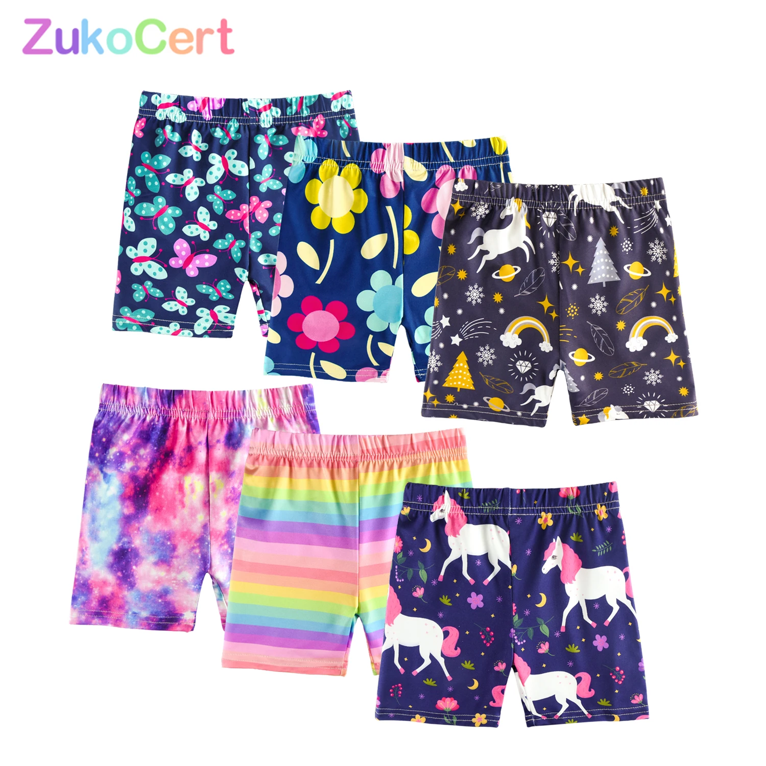 Pantalones cortos de algod&oacute;n para ni&ntilde;os y ni&ntilde;as, ropa interior de seguridad, leggings estampados, pantalones cortos de playa para 4-10 a&ntilde;os, verano 2021-0