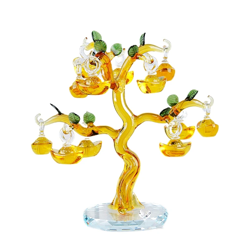 6 10 12 Hangs Gold Chirstmas Tree Hanging Ornaments Crystal Glass Apple Ingots Miniature Figurine Home Decorations Figurines |