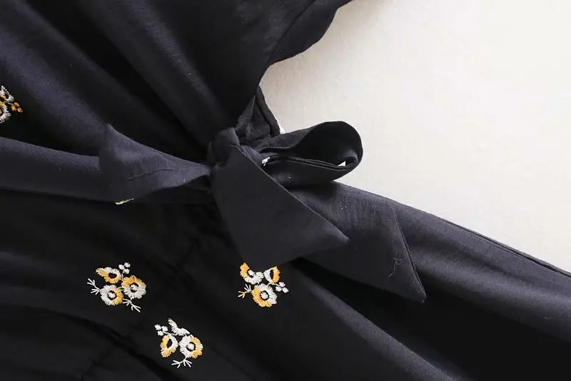 Женский комбинезон с рукавами летучая мышь сиамский цветочной вышивкой и