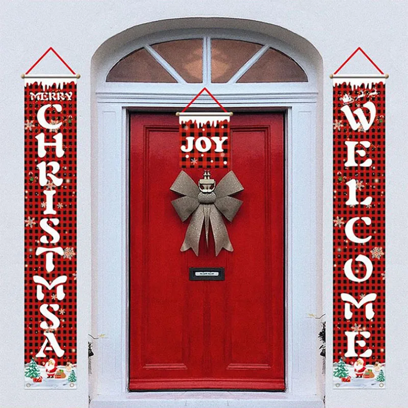 

1.8*0.3m Christmas Door curtain couplet banner Three-piece suit Party supplies Scene decoration banner