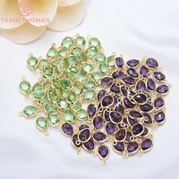 1098 10pcs 7x10mm 24k gold color plated brass with zircon drop connect charms high quality diy jewelry accessories