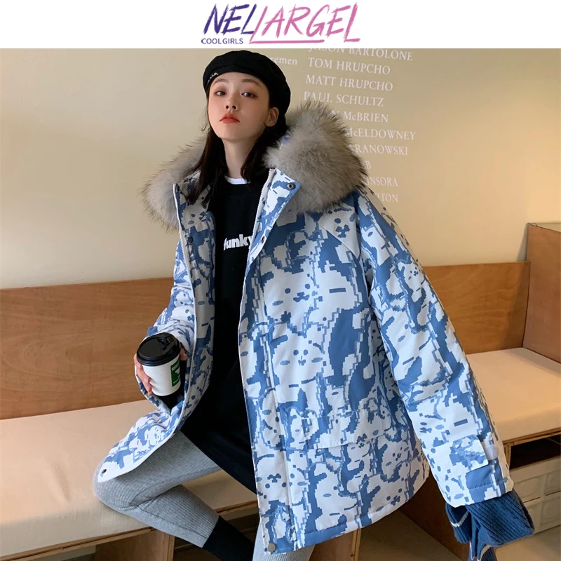 NELLARGEL Women Vintage Harajuku Winter Jacket 2022 Female Korean Fashion Streetwear Jackets Coats Girl Japanese Hooded Parkas