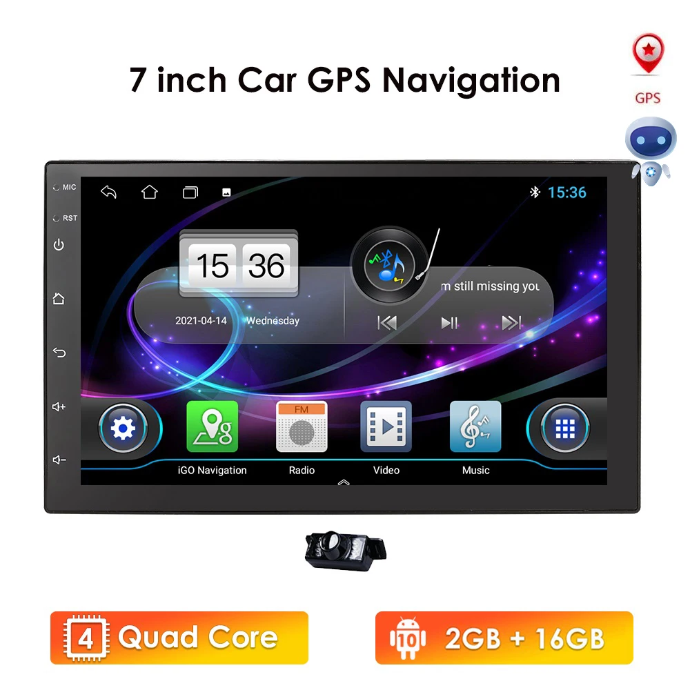 Универсальный автомобильный радиоприемник 2DIN Android GPS Bluetooth стерео Mirrorlink