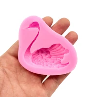 food grade silicone mold 3d swan shape resin mold non stick chocolate mold pink candy decoration clear texture cake mold a075