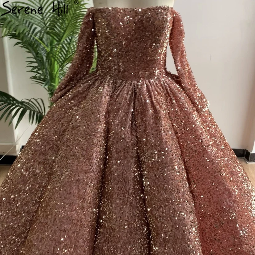 Французское розовое золото роскошное свадебное платье с длинными рукавами 2020