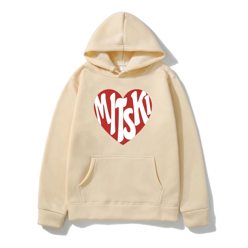 Худи с принтом сердечек Mitski Модный свитшот капюшоном флисовый пуловер в стиле
